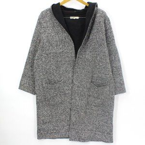 Ozoc Women's Casual Solid Gray Hooded Open Front Knit Cardigan Size 38